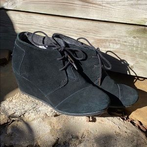 Toms lace up wedge bootie